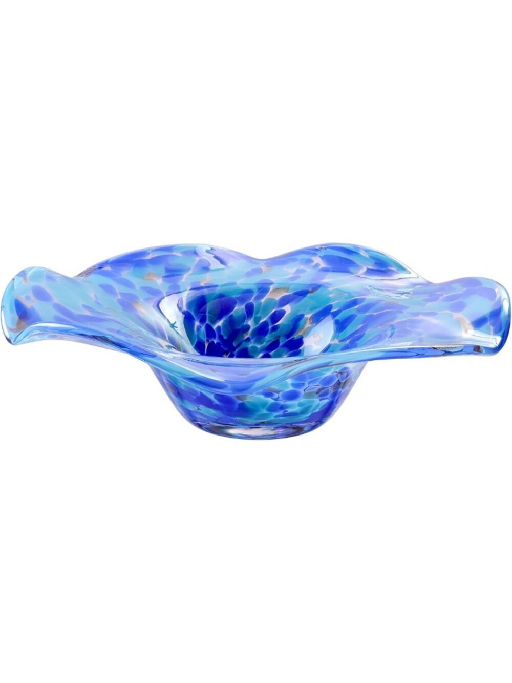 Hand Blown Murano-style Art Glass Bowl, 10.2-Inch Large Decorative Centerpiece